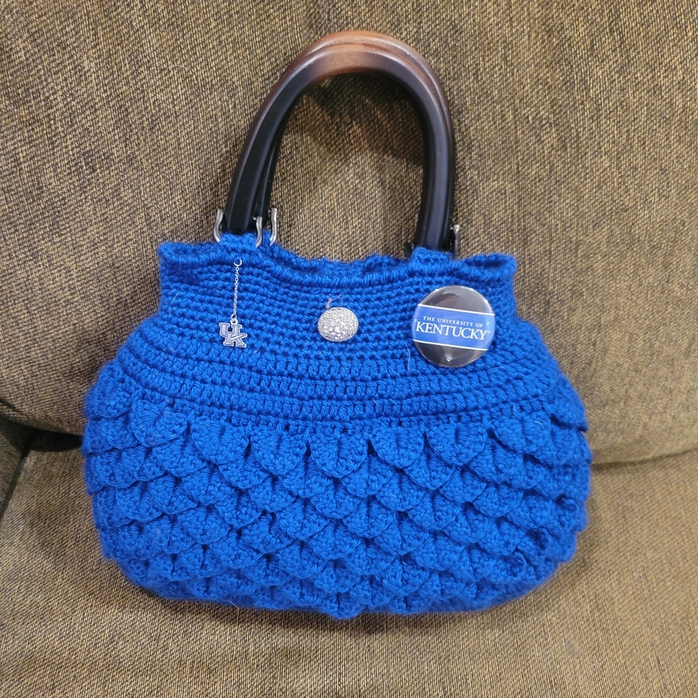 Handmade Blue Knit University of Kentucky Purse